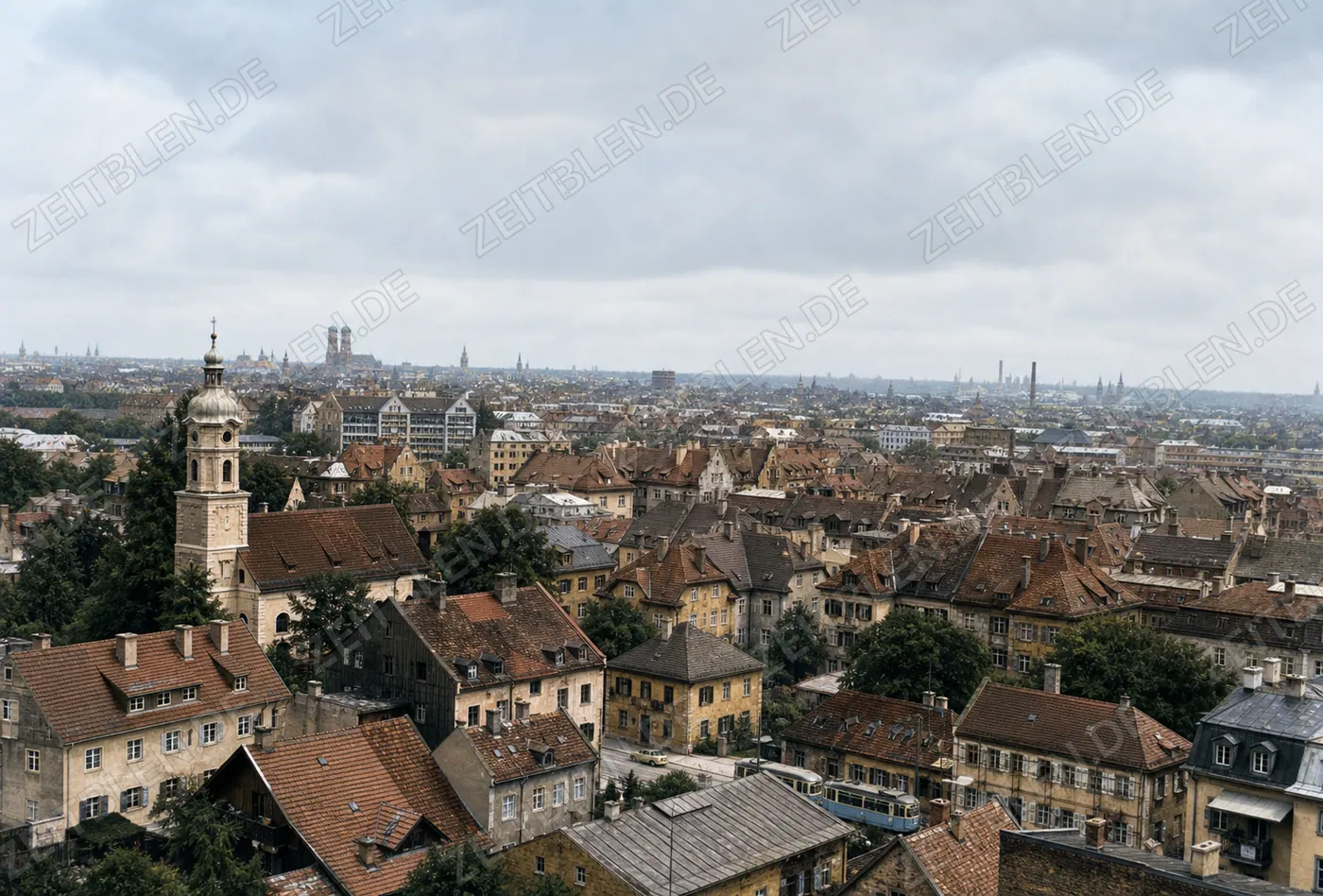 Sendling , Blick über München in den 1950er Jahren