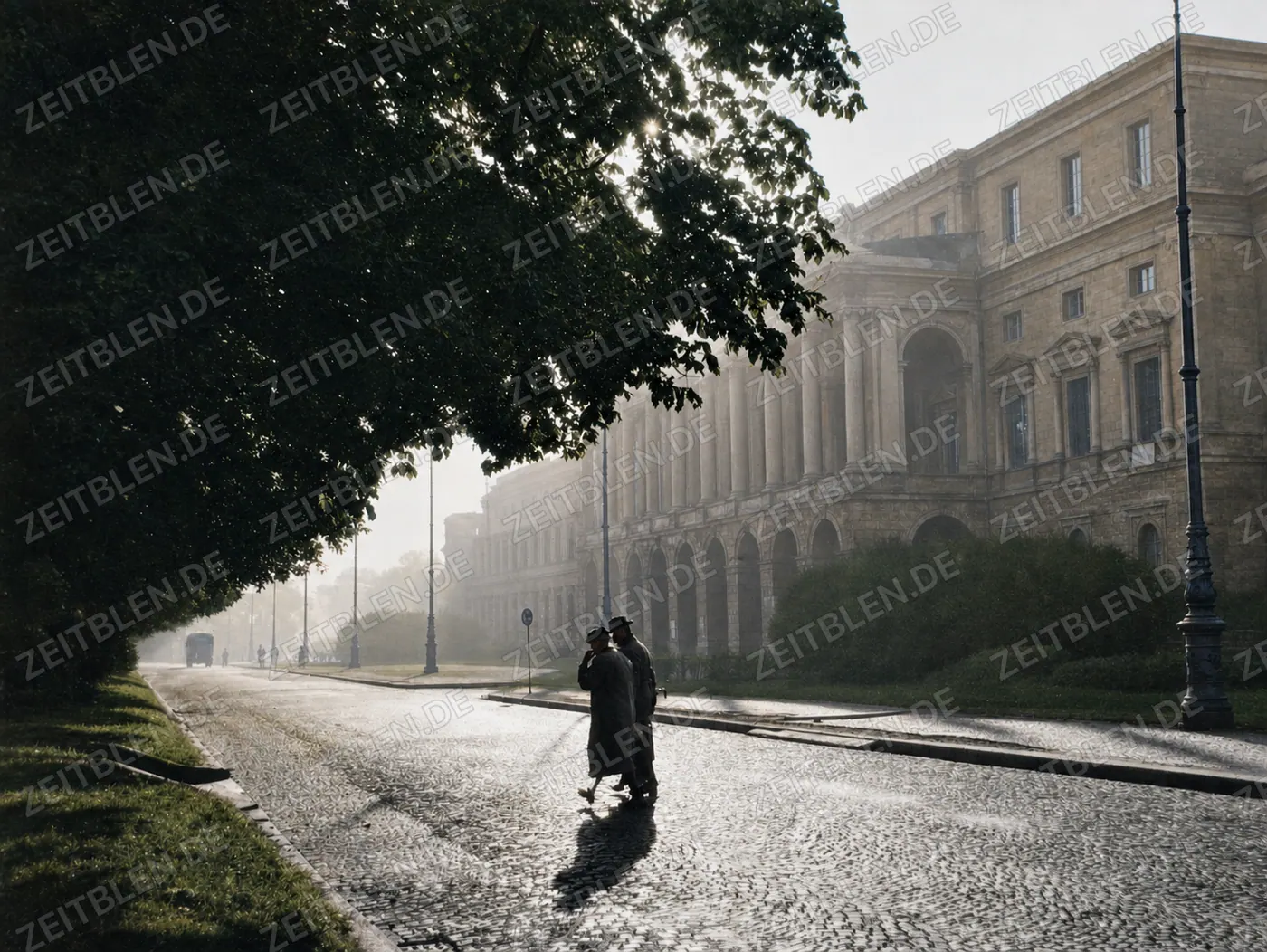 Passanten vor der Münchner Residenz am Hofgarten