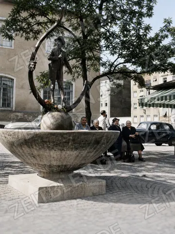 Karl-Valentin-Brunnen auf dem Viktualienmarkt