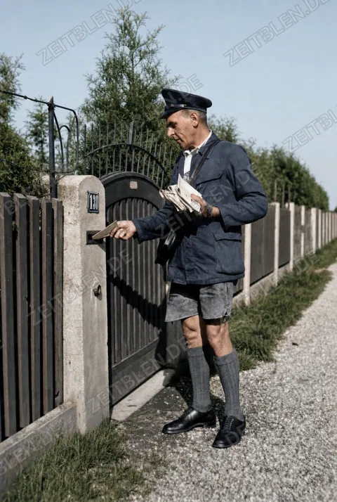Briefträger beim Einwerfen der Post