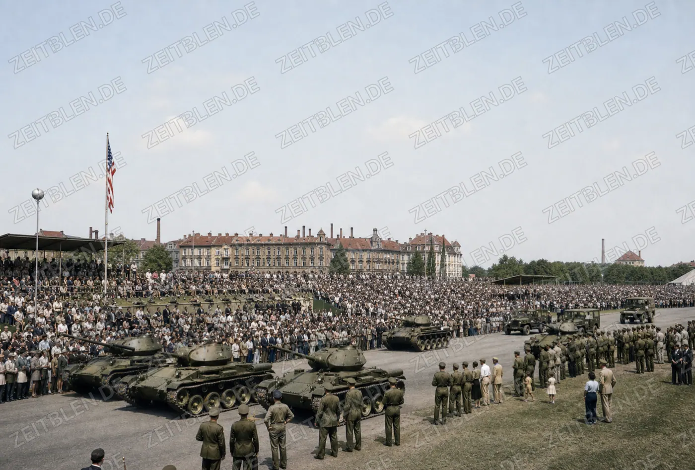 Panzeraufstellung bei US-Geräteschau auf der Theresienwiese