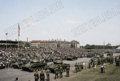 Panzeraufstellung bei US-Geräteschau auf der Theresienwiese