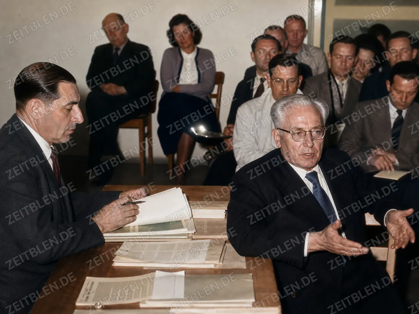 Heinrich Hoffmann bei einer Spruchkammerverhandlung in München