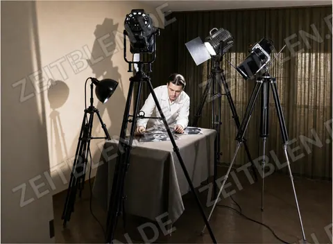 Studiobeleuchtung im Fotostudio der Bayerischen Bildgesellschaft, 21. April 1950