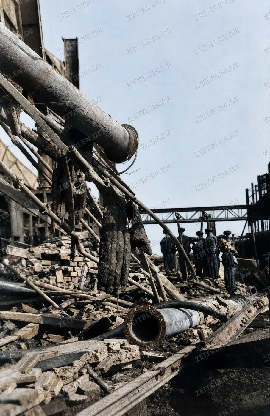 Zerstörte Rohrleitungen nach der BASF-Explosion