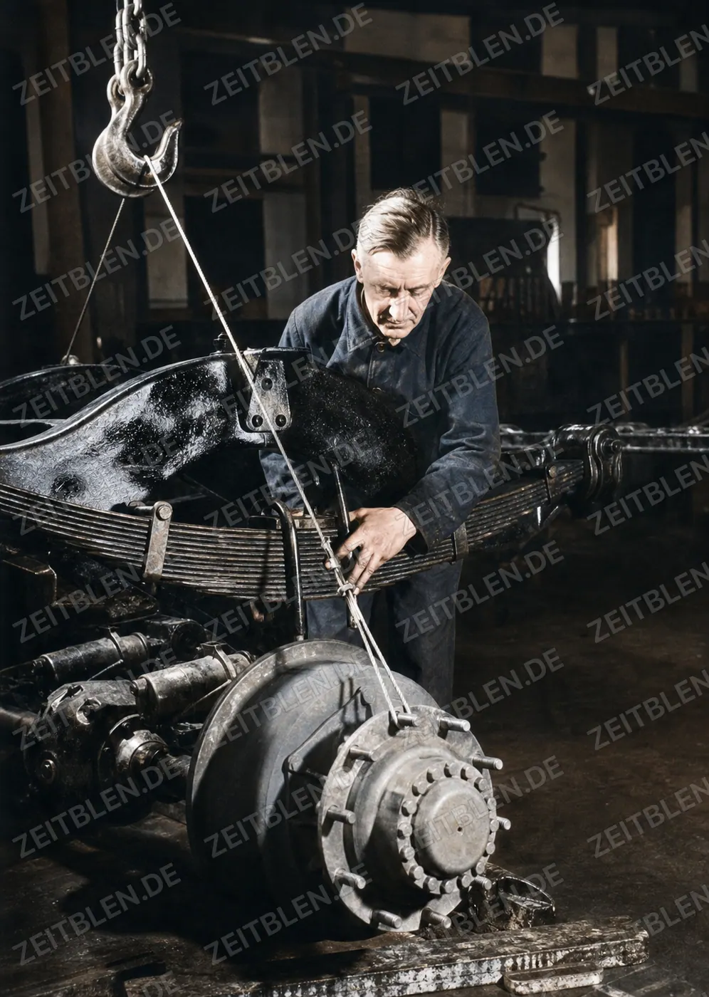 Krauss-Maffei München: Detailmontage am Omnibus-Chassis