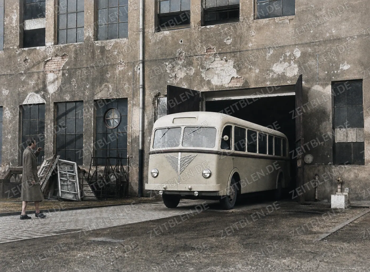Krauss-Maffei/Rathgeber-Omnibus am Werkstor