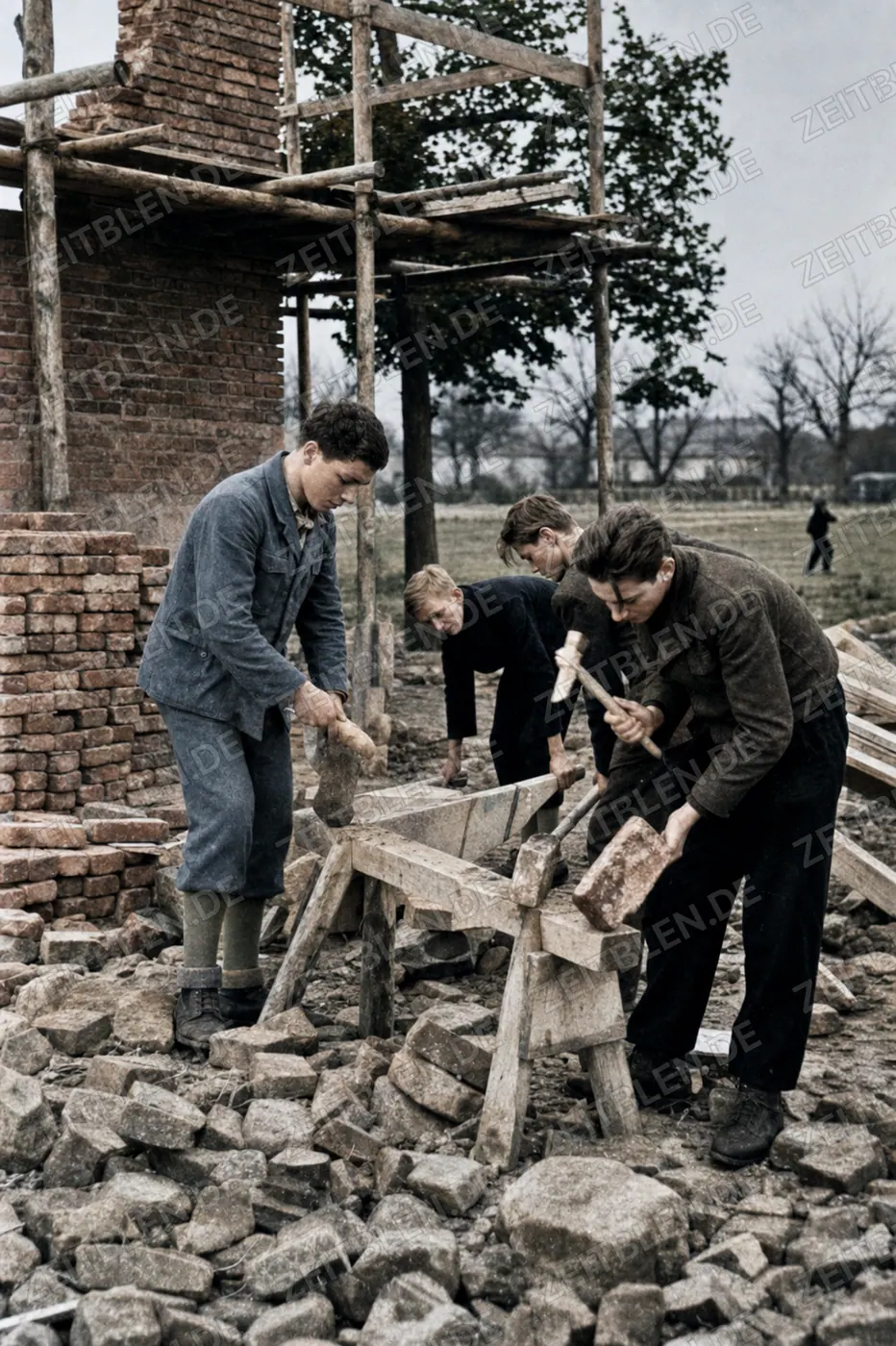 Jugendliche bei praktischer Arbeit in der Nachkriegszeit, 28. Oktober 1946