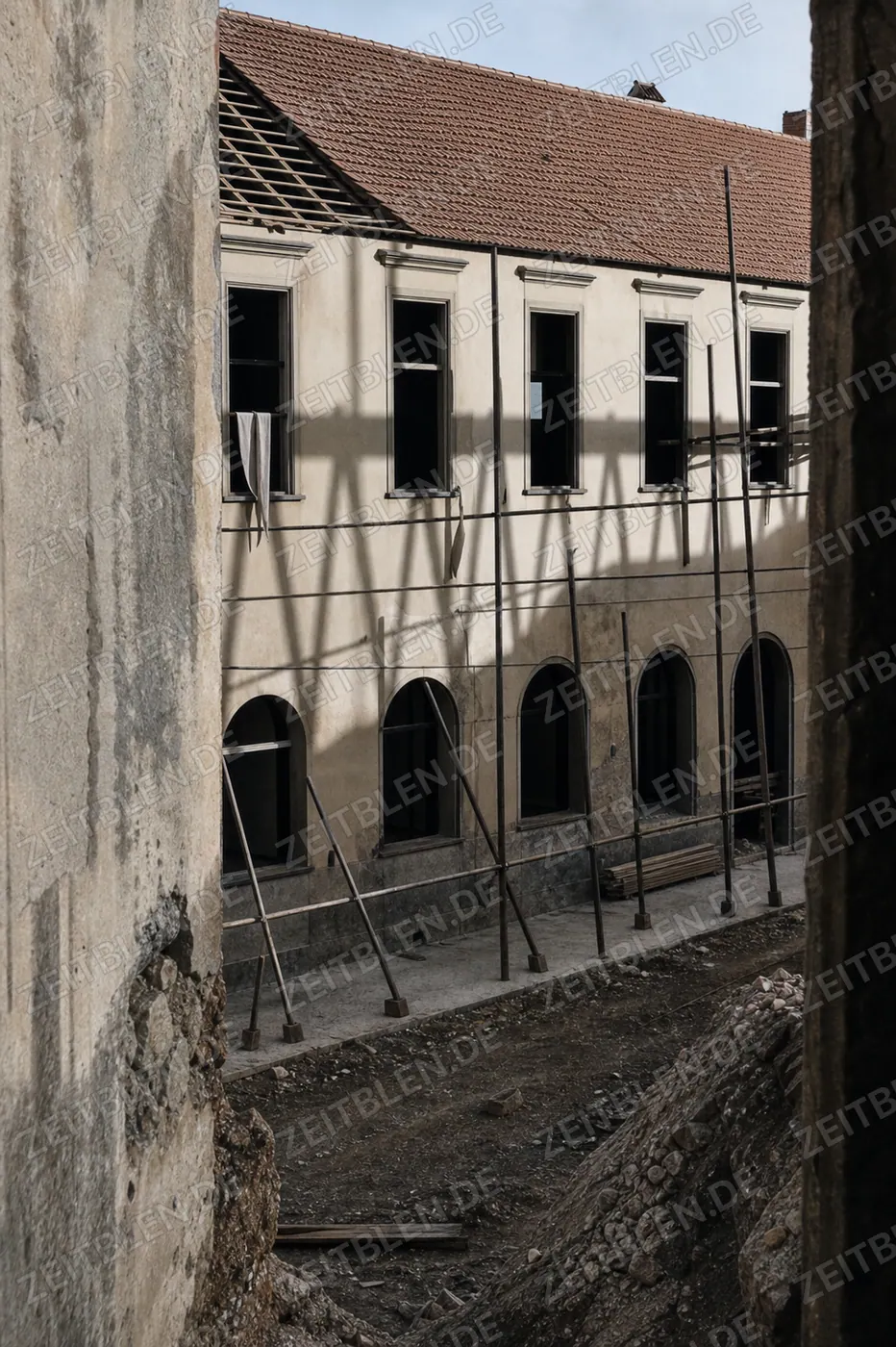 Gerüst und Wiederaufbau am Brunnenhoftheater, Oktober 1946