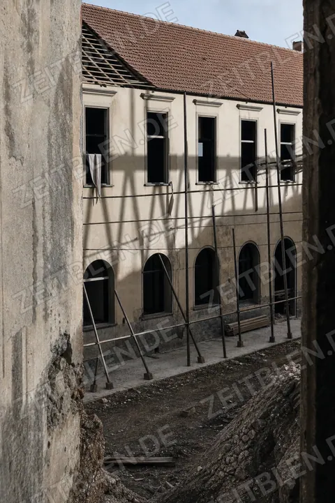 Gerüst und Wiederaufbau am Brunnenhoftheater, Oktober 1946