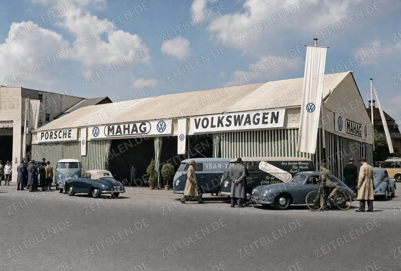 Verkaufsausstellung von MAHAG, Volkswagen und Porsche in München
