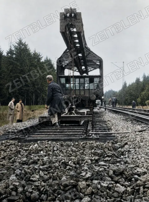 Gleisbauarbeiten mit neu verlegten Schienen aus Bodennähe