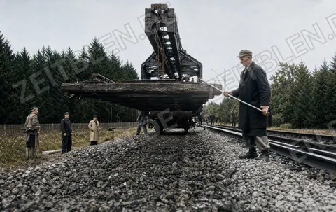 Gleisbau mit Schienenkran bei der Erneuerung einer Bahnstrecke