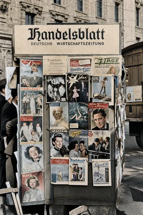 Zeitungskiosk in München mit Handelsblatt und Illustrierten