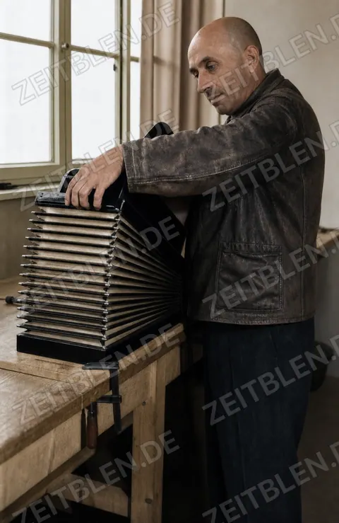 Mann mit großem Harmonika-Balg