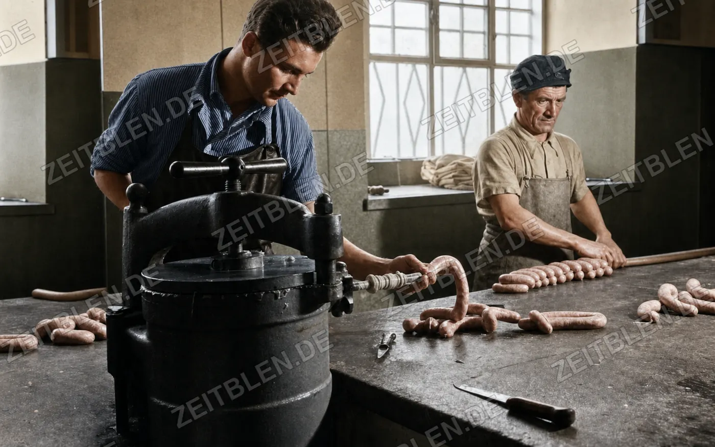Wurstfüllung in der Metzgerei Gschaider