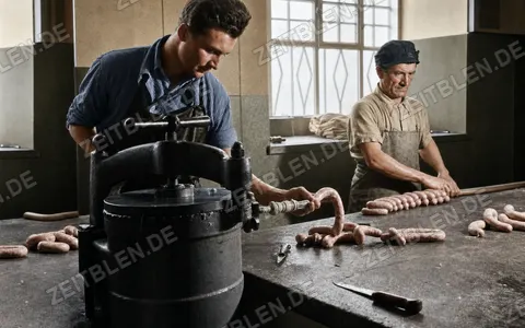 Wurstfüllung in der Metzgerei Gschaider