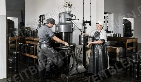 Konservendosen an der Maschine bei Durach