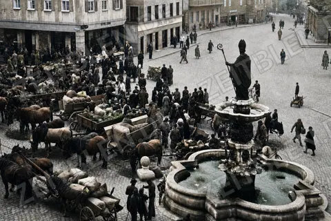 Markttag am Willibaldsbrunnen in Eichstätt