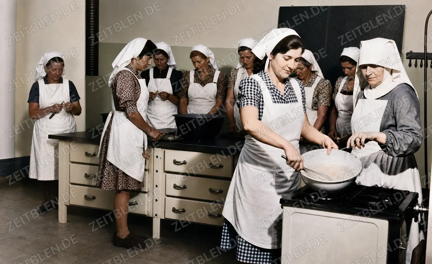 Gemeinschaftsarbeit in der Klosterküche von Eichstätt