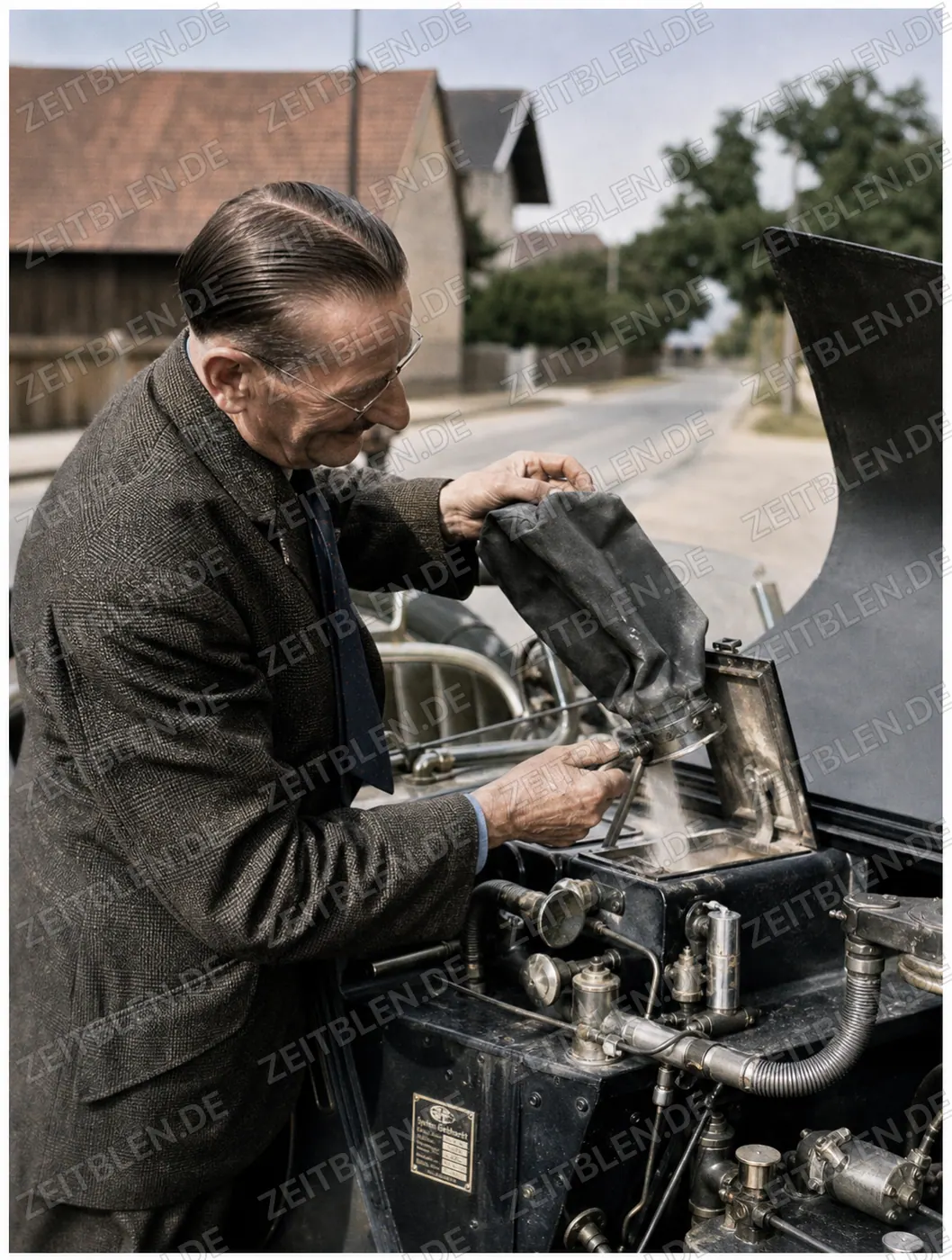 Motorraum des Vorführungswagens „System Gebhardt“