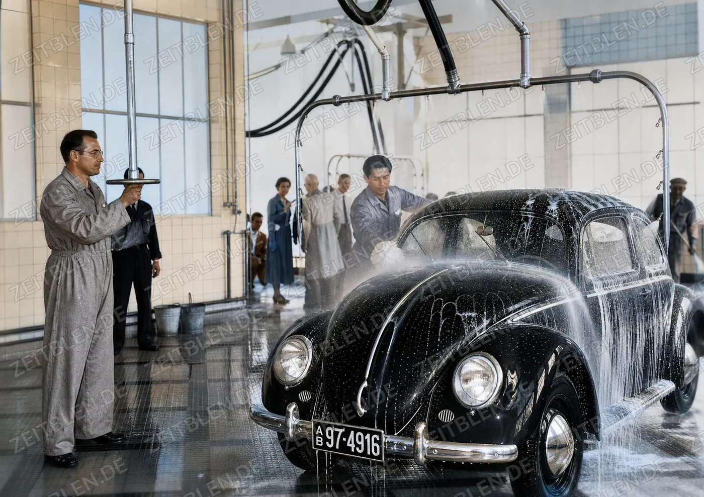 Volkswagen Käfer in einer MAHAG-Waschhalle