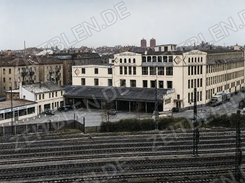 Werksgebäude von Bernh. Müller Lebensmittel in Augsburg, Herbst 1950