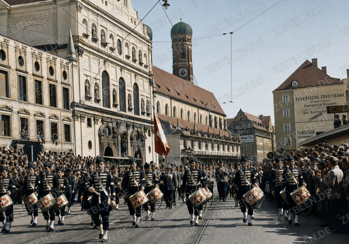 Schweizer Trommlerzug vor St. Michael beim Oktoberfestzug