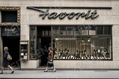 Schaufenster des Schuhhauses Favorit in München