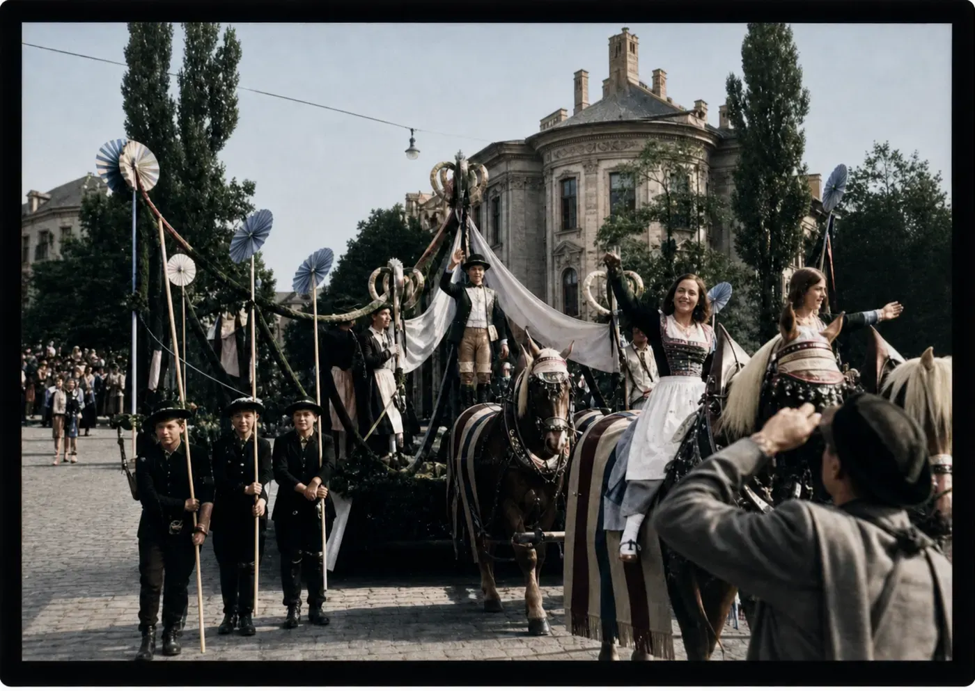 Festwagen im Oktoberfest-Trachtenzug 1949