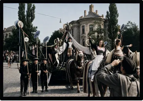 Festwagen im Oktoberfest-Trachtenzug 1949