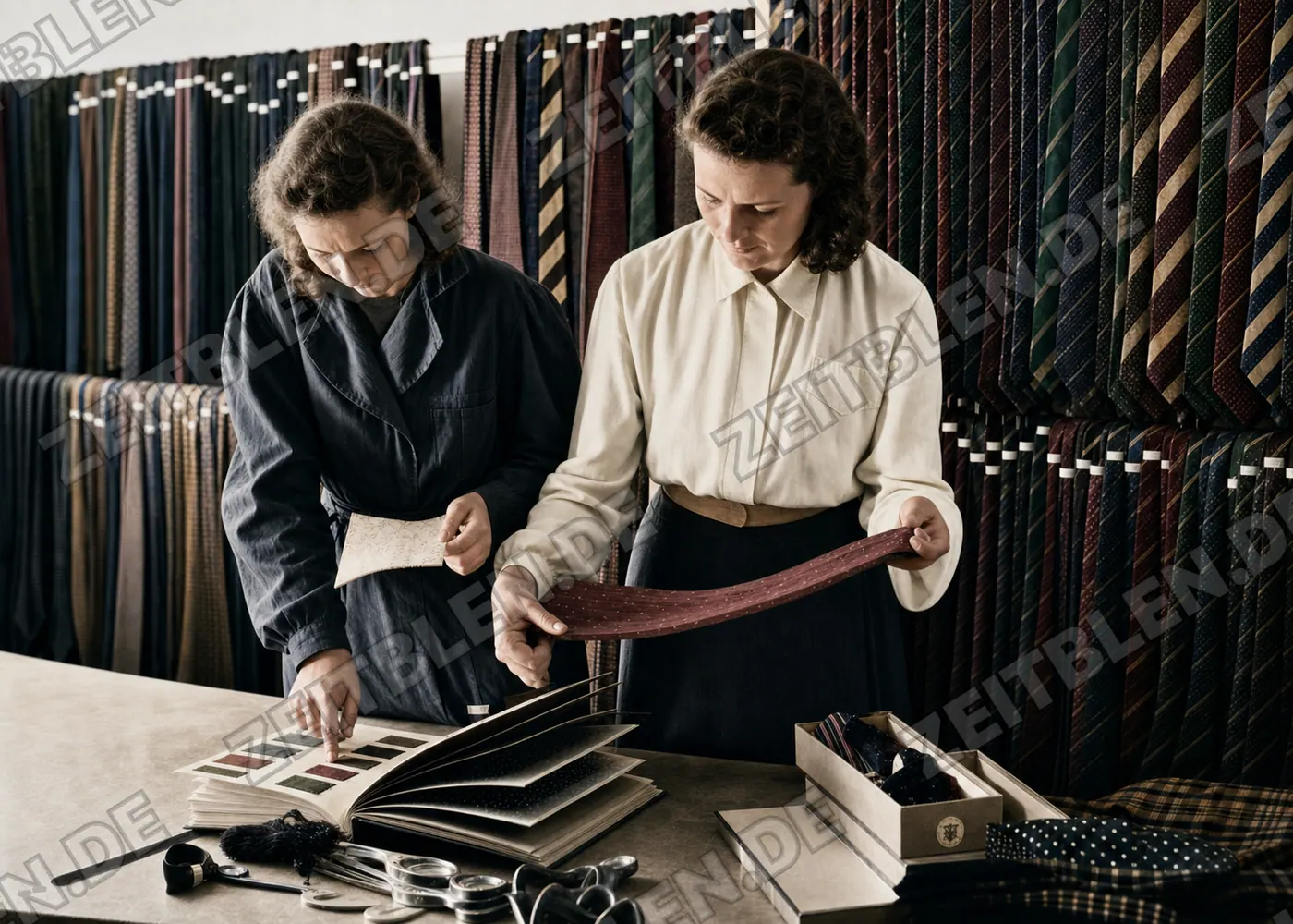 Musterprüfung in der Krawattenfabrik Fritz Schubert