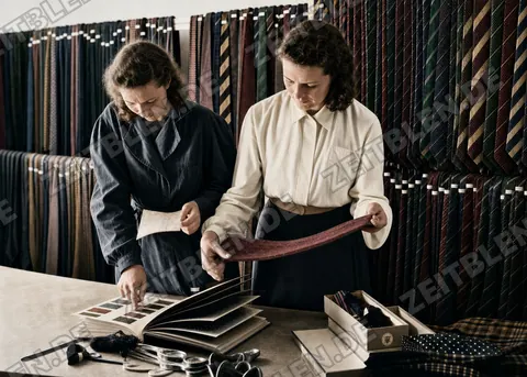 Musterprüfung in der Krawattenfabrik Fritz Schubert