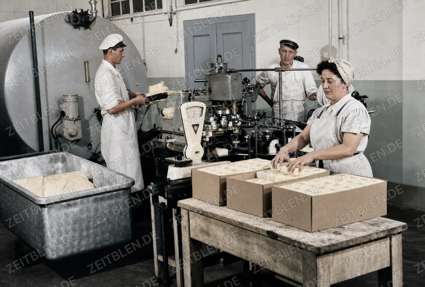 Verpackung fester Molkereiprodukte im Münchner Milchhof