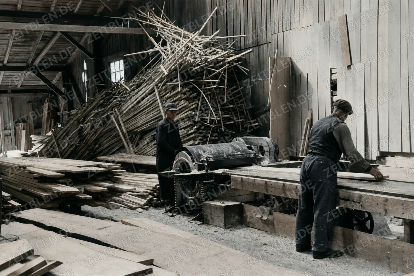 Bretterzuschnitt im Sägewerk Hatz Wolfratshausen