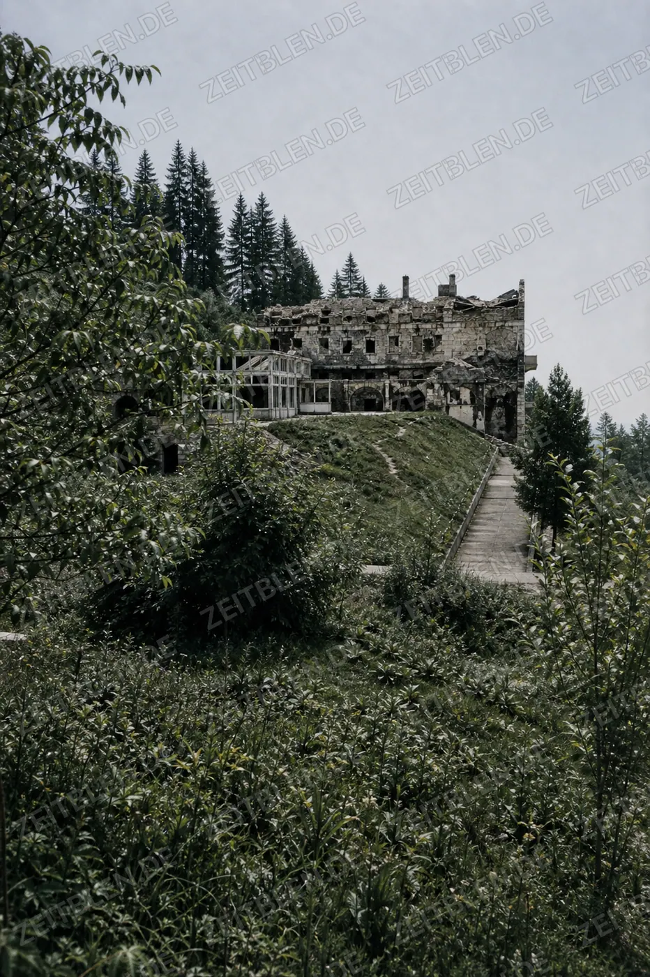 Überwachsene Berghof-Ruinen am Obersalzberg