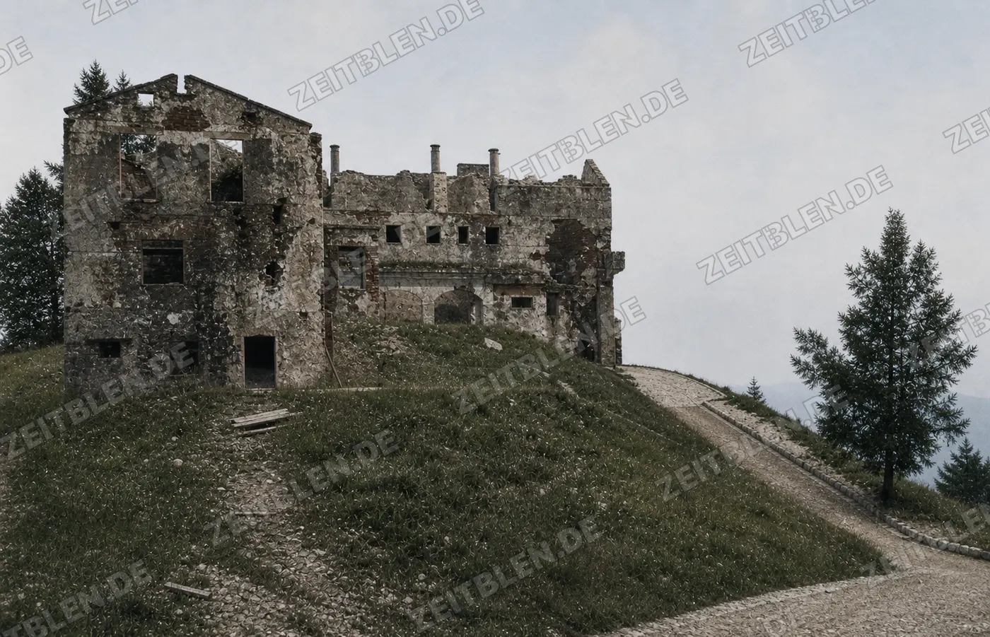 Berghof-Ruinen mit Hangweg am Obersalzberg