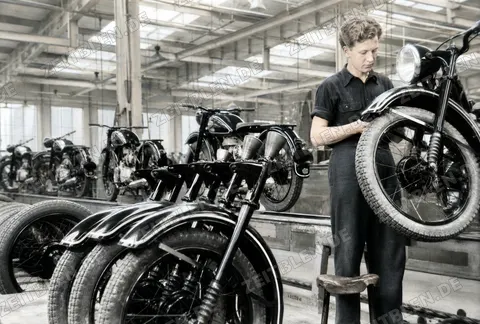 BMW-Motorradmontage an der Lerchenauer Straße, 1949