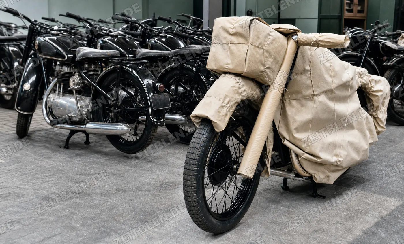 Verpacktes BMW-Motorrad vor der Auslieferung