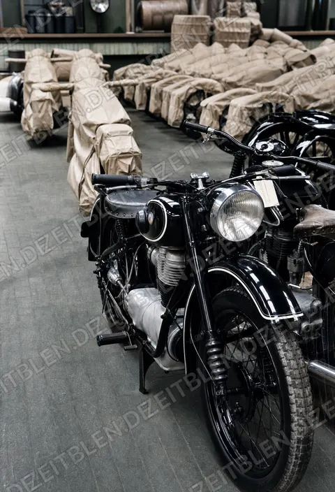Detailaufnahme eines BMW-Motorrads im Werk München