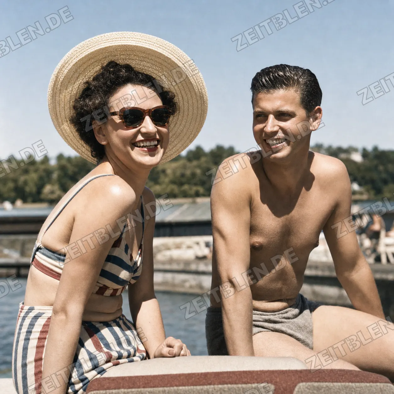 Badegäste am Starnberger See, 31. Juli 1949