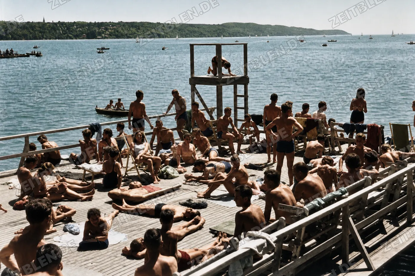 Badeplattform am Starnberger See, 31. Juli 1949