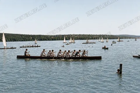 Mannschaftsboot auf dem Starnberger See, 31. Juli 1949