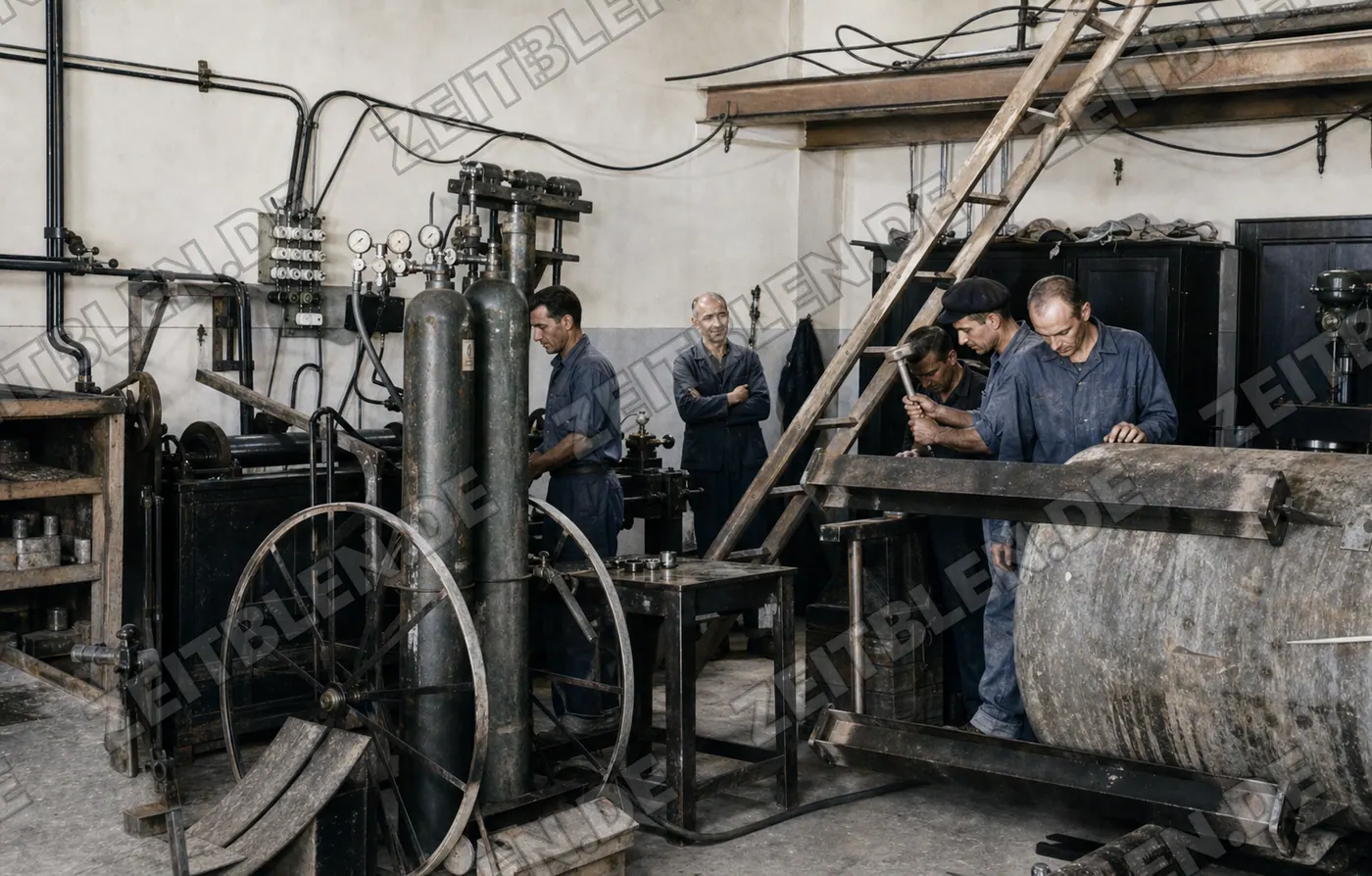 Arbeiter in der Chemischen Fabrik Dr. Th. Böhme in Geretsried