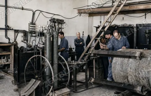 Arbeiter in der Chemischen Fabrik Dr. Th. Böhme in Geretsried