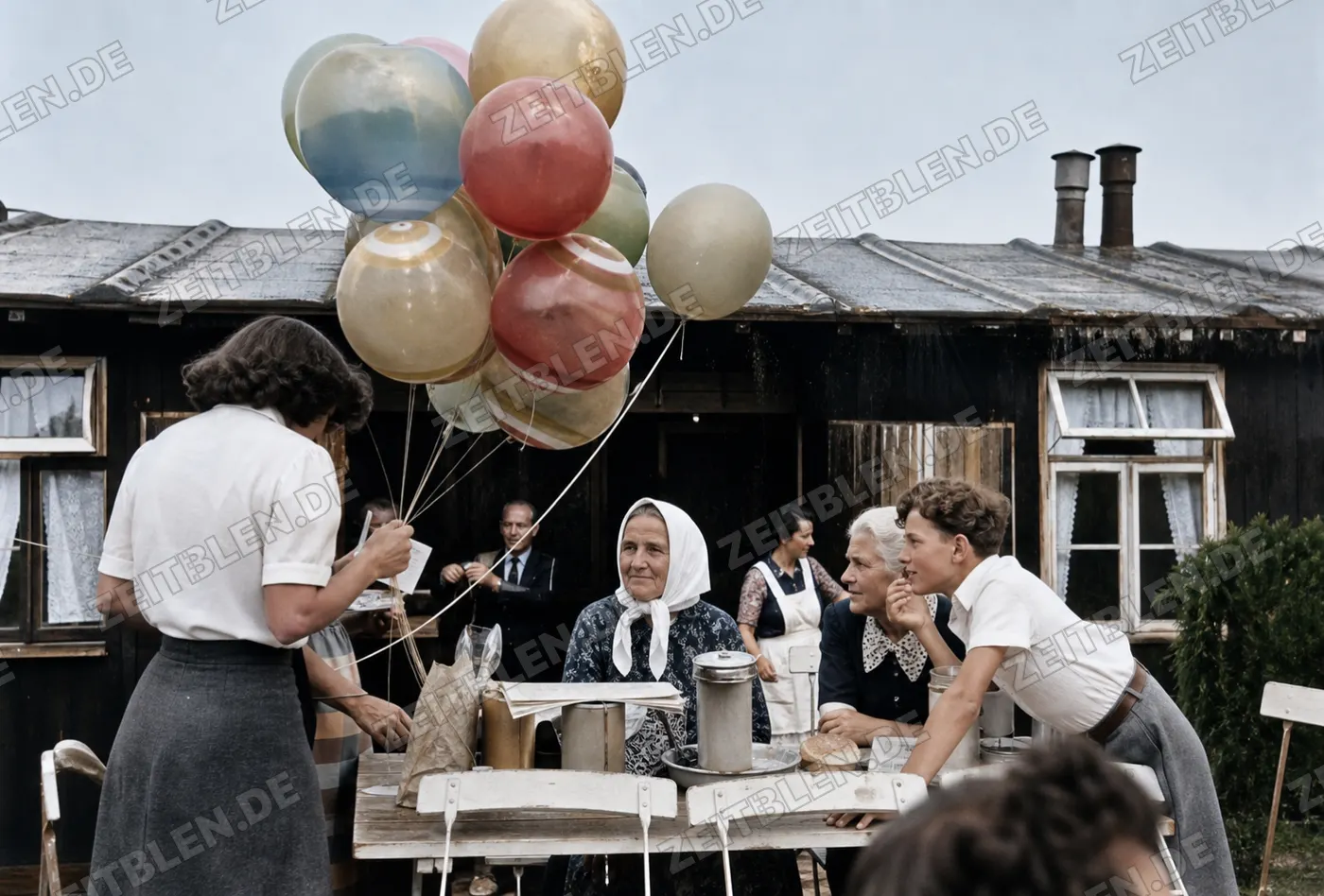 Alltagsszene mit Luftballons beim Flüchtlingstreffen in Allach III
