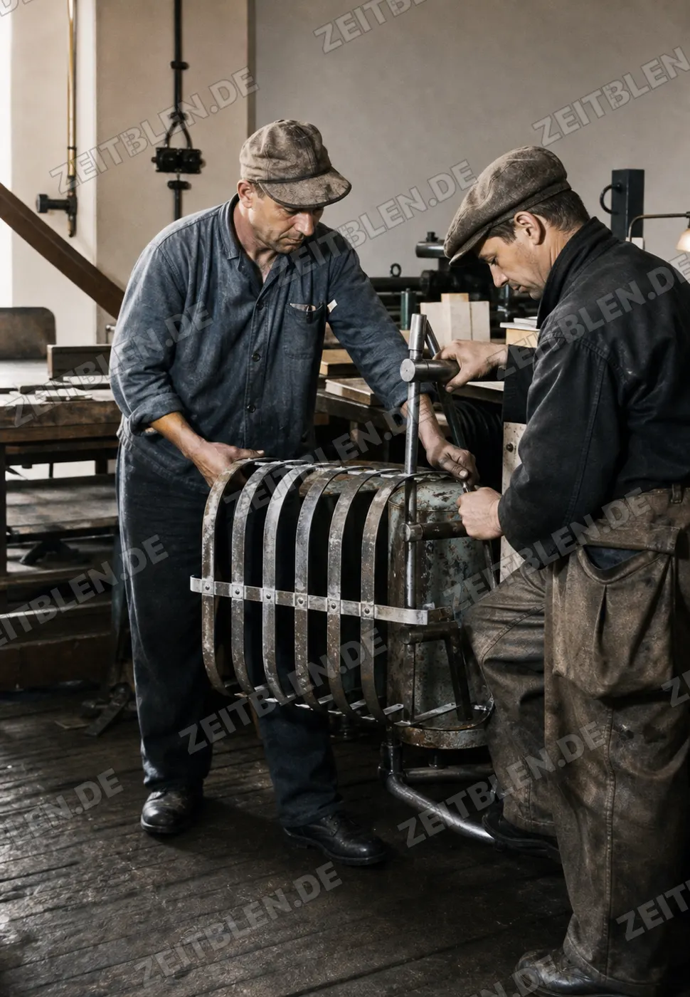 Montage der Frontpartie eines Alpenland-Traktors, 1949