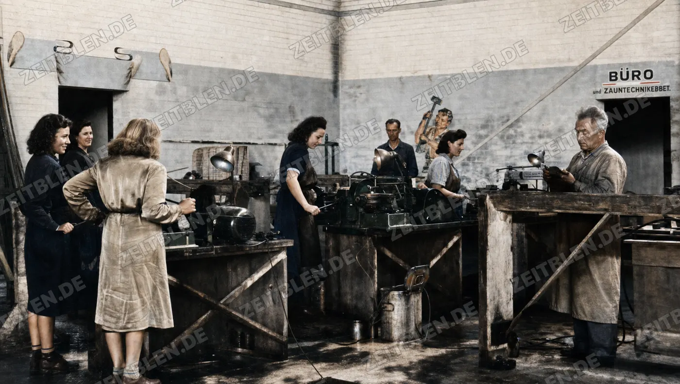 Werkstatt der Bayerischen Kettenwerke am Flugplatz Pocking, 1949