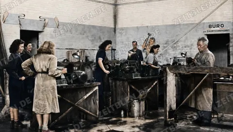 Werkstatt der Bayerischen Kettenwerke am Flugplatz Pocking, 1949