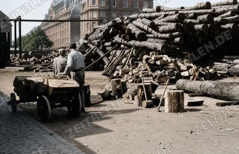 Holzlager im Hof der Fassfabrik Drexler